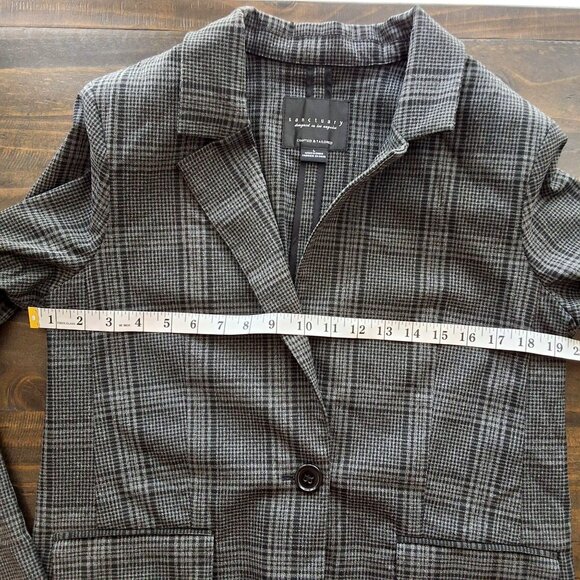 Sanctuary Womens One-Button Gray Plaid Blazer Two Front Flap Pockets Size 8 - Picture 10 of 10